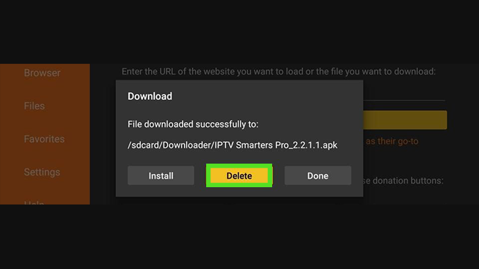 Firestick Downloader delete file